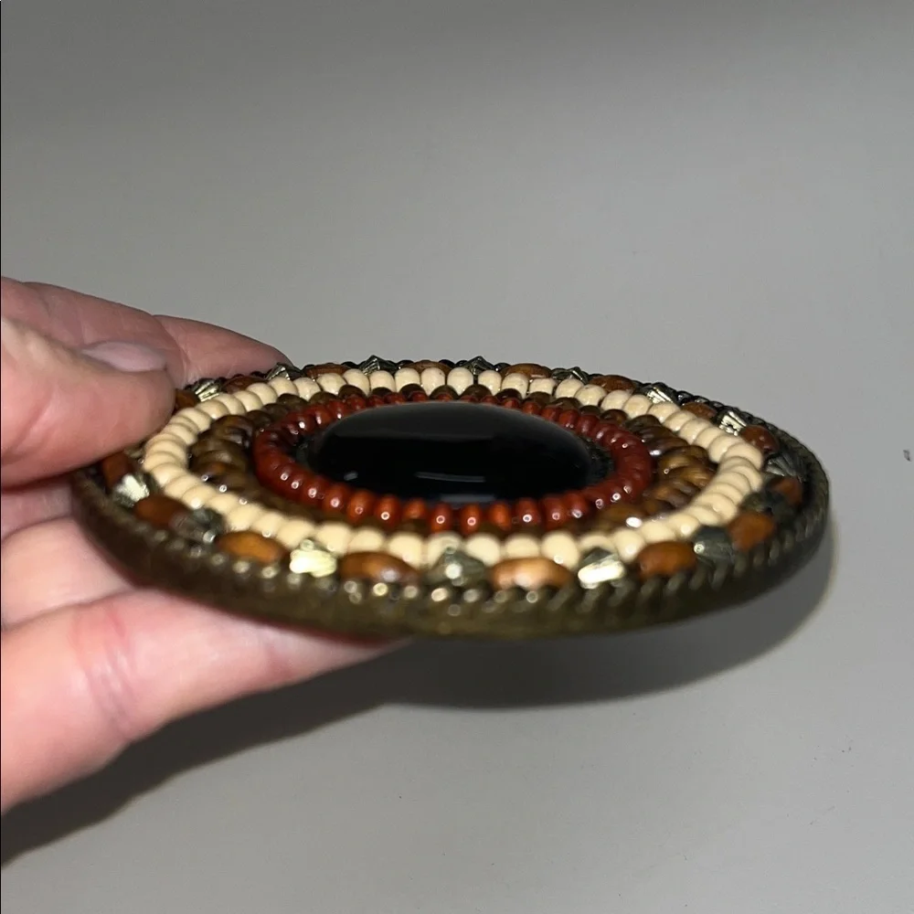 Source Unknown Multicolor Earthy Beaded Belt Buckle